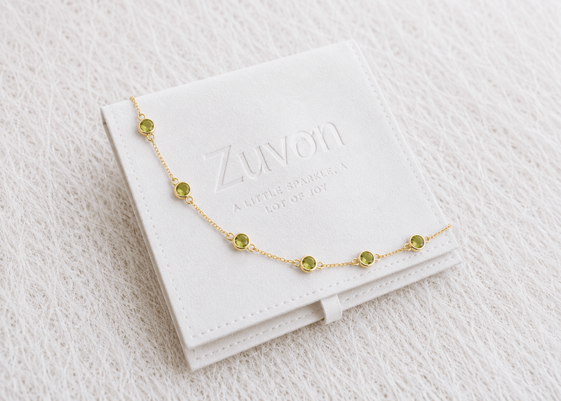 August Birthstone Peridot Bracelet | Sterling Silver & Gold Gemstone Jewelry-zoom-