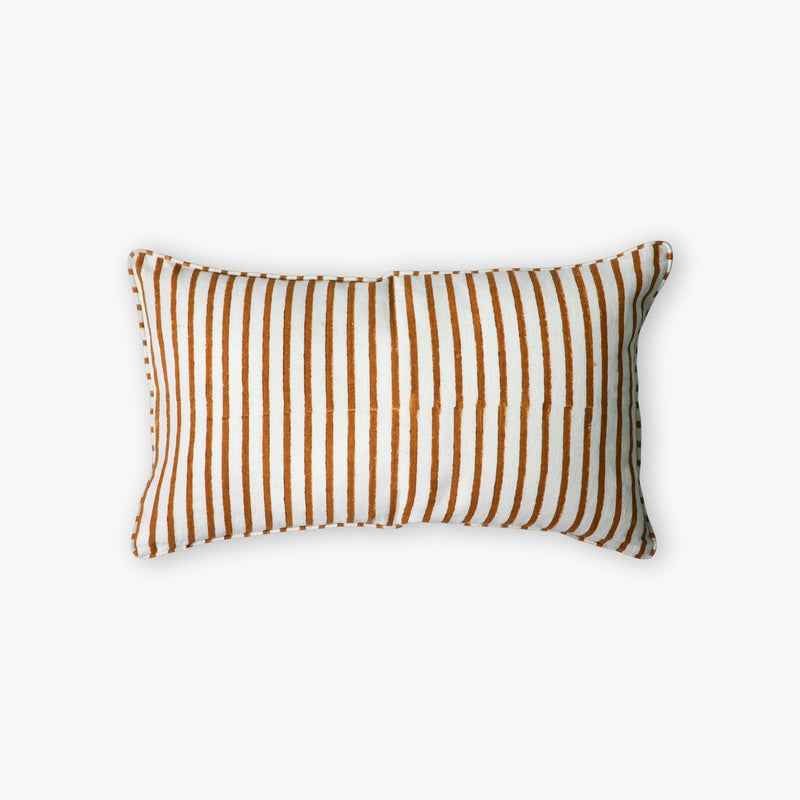 Bahaar Lumbar Throw Pillow Cover – Ginger & Blue-zoom-
