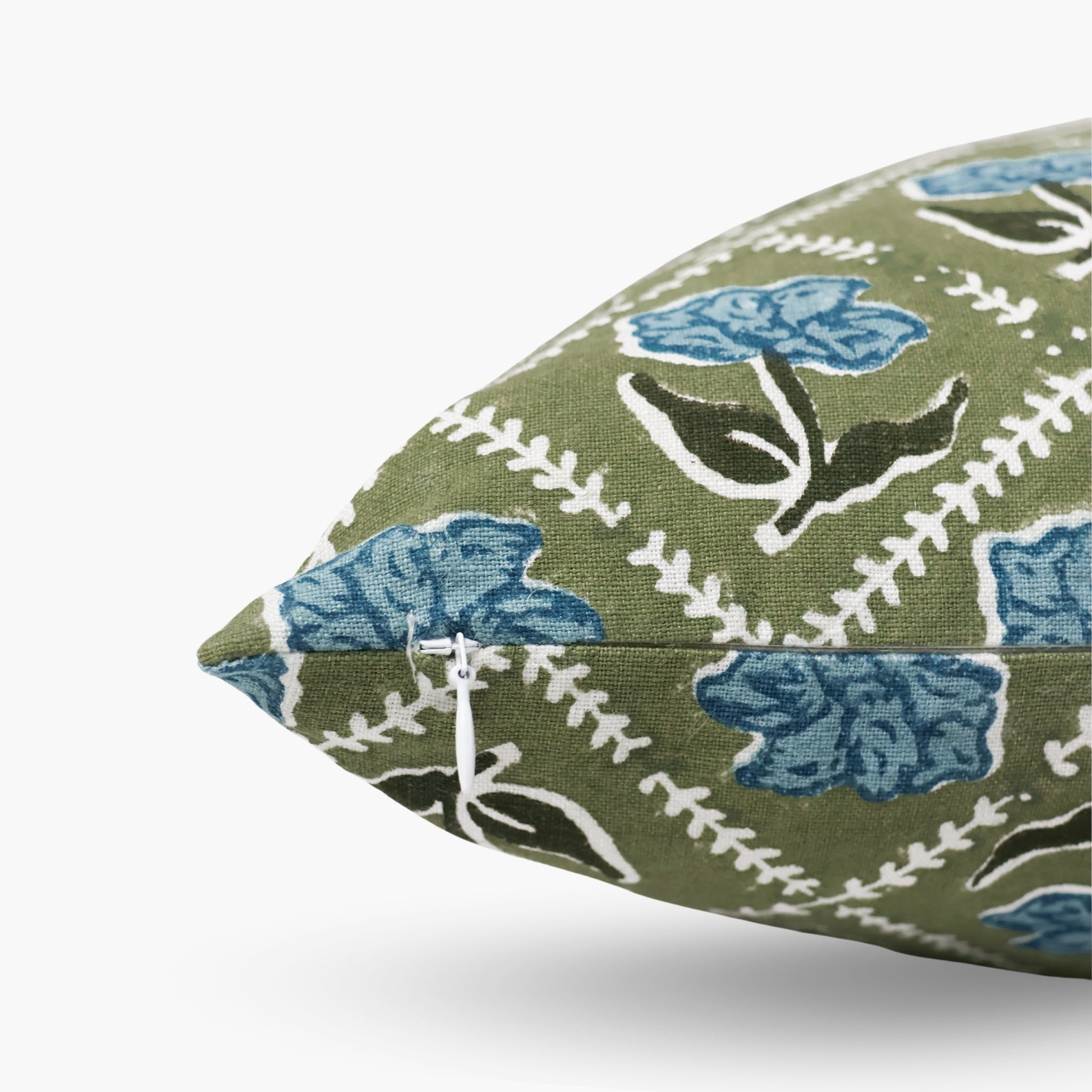 Noor Throw Pillow Cover – Olive & Blue-zoom-4