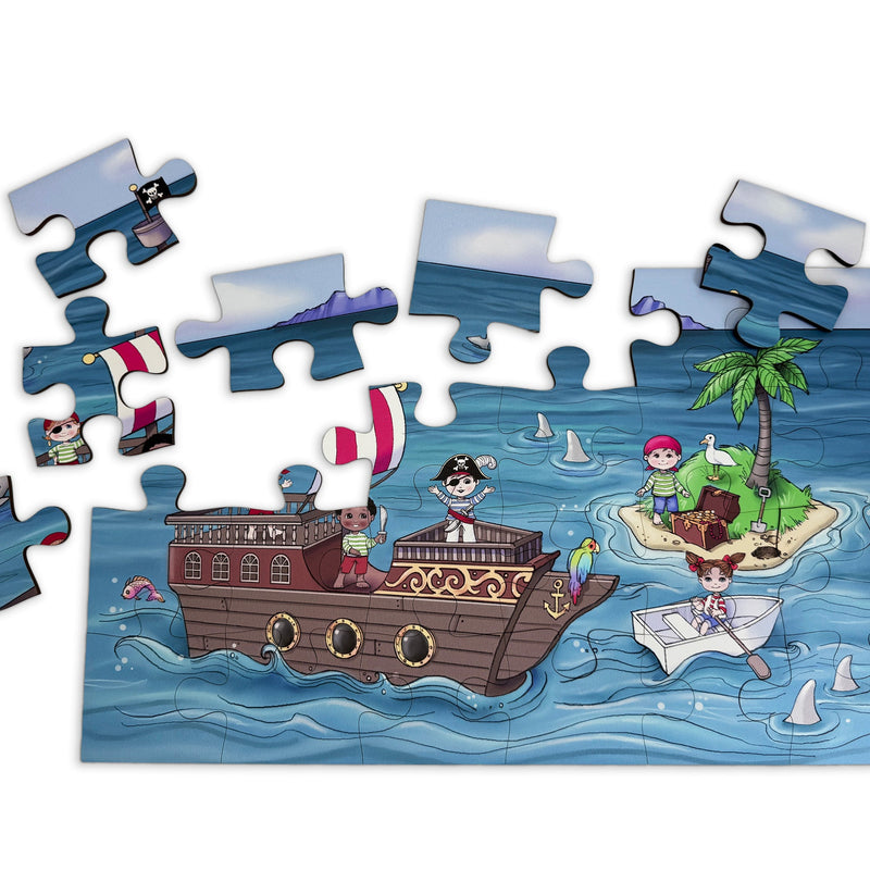 Ahoy! Pirate Themed Puzzle | 24-Piece Wooden Puzzle-zoom-