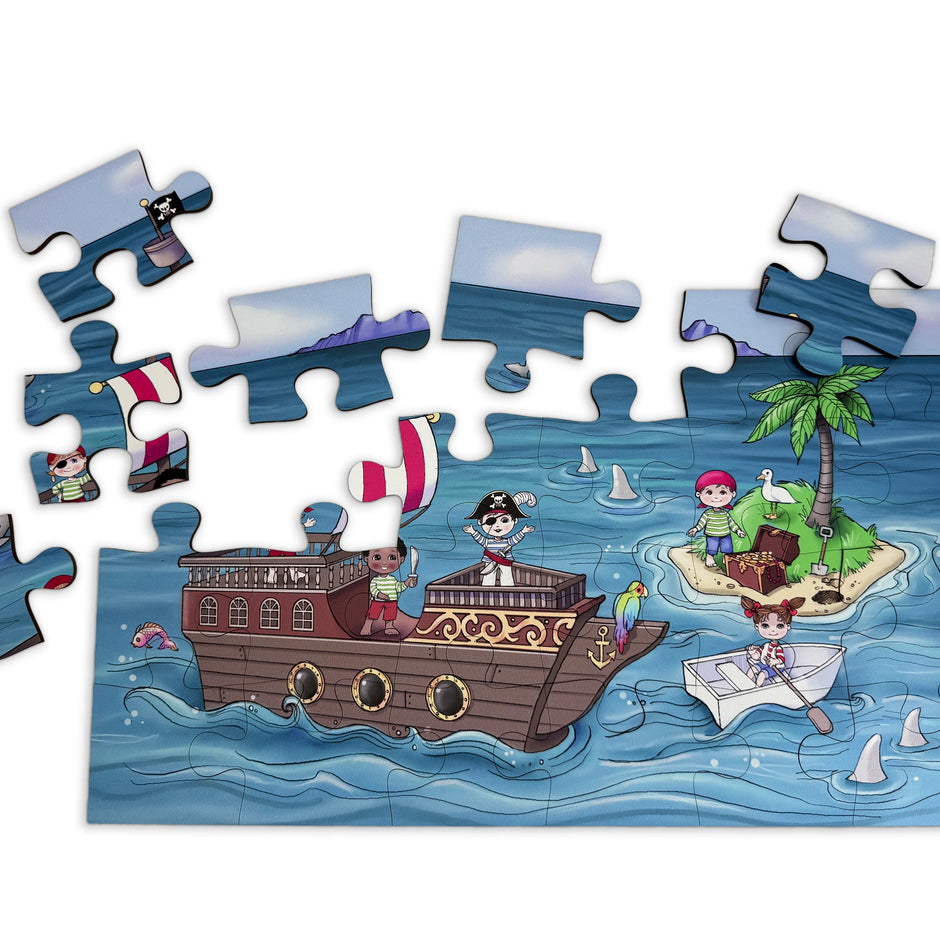 Ahoy! Pirate Themed Puzzle | 24-Piece Wooden Puzzle