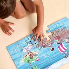 Ahoy! Pirate Themed Puzzle | 24-Piece Wooden Puzzle - Aware House - Miller Boys Vintage Toys -
