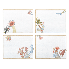 Hand Embroidered Marine Life Placemats | Set of 4 - Aware House - Neem Crafts -