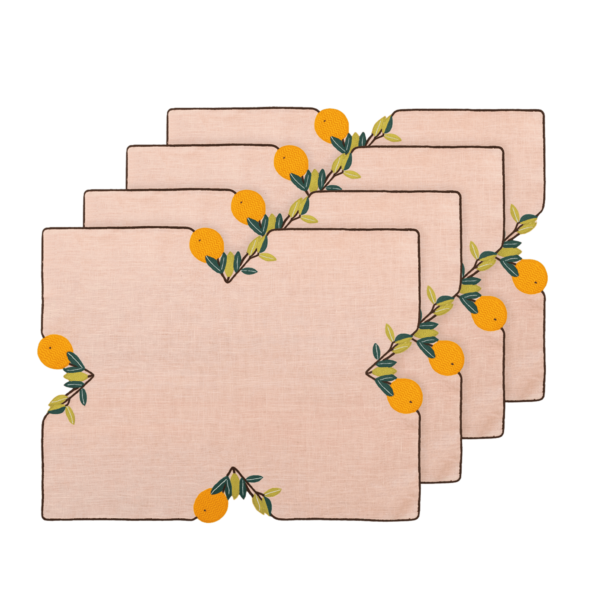 Hand Embroidered Farm To Table Placemats | Set of 4 - Aware House - Neem Crafts -