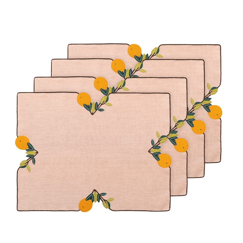 Hand Embroidered Farm To Table Placemats | Set of 4-zoom-