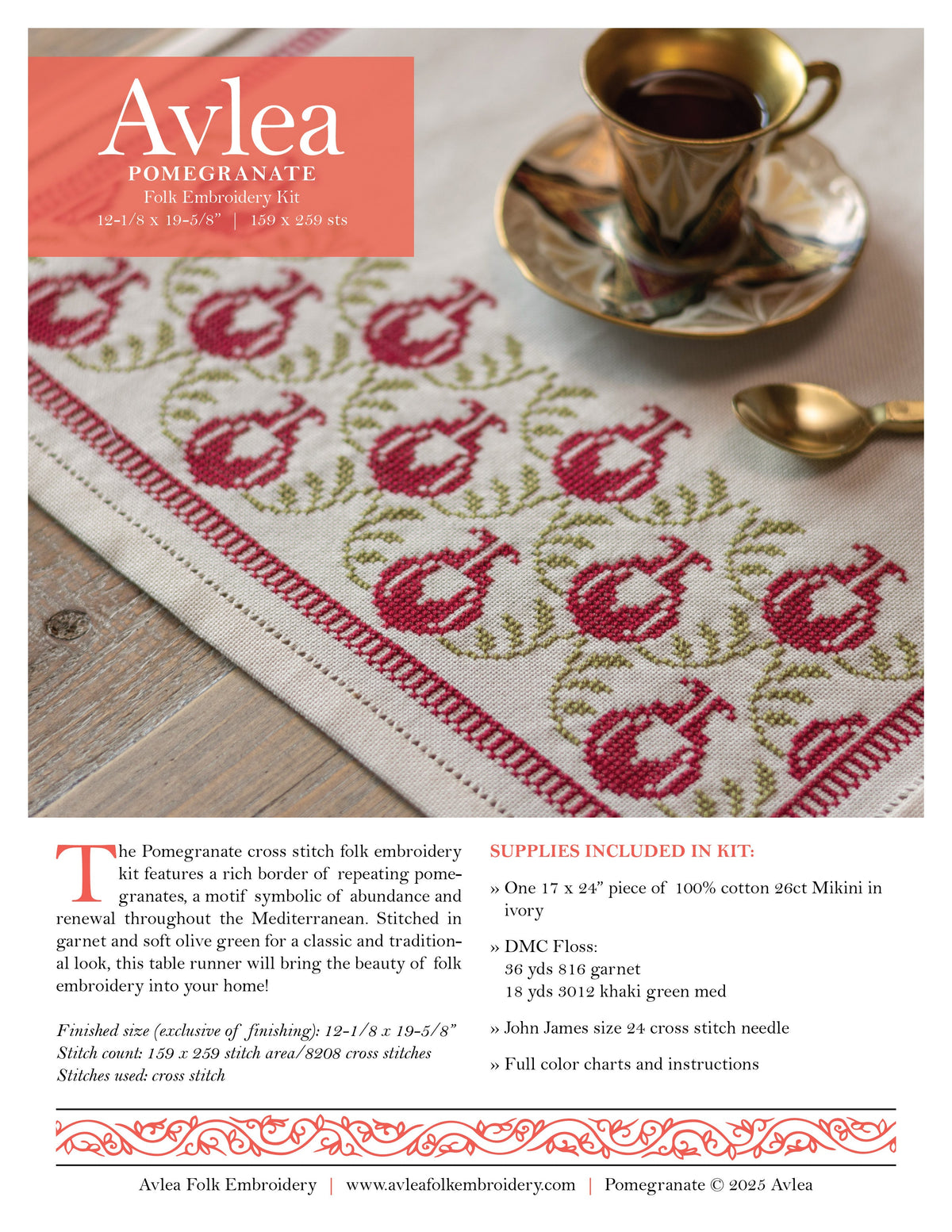 Pomegranate cross stitch folk embroidery kit-zoom-7