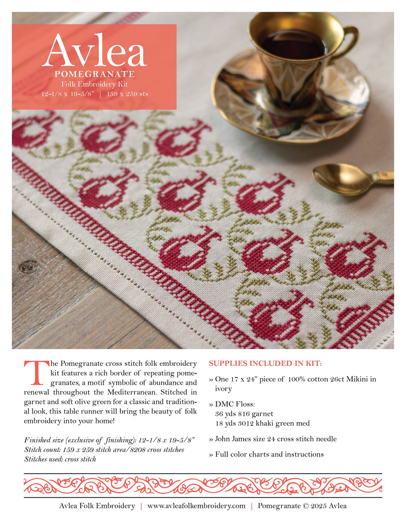 Pomegranate cross stitch folk embroidery kit-zoom-