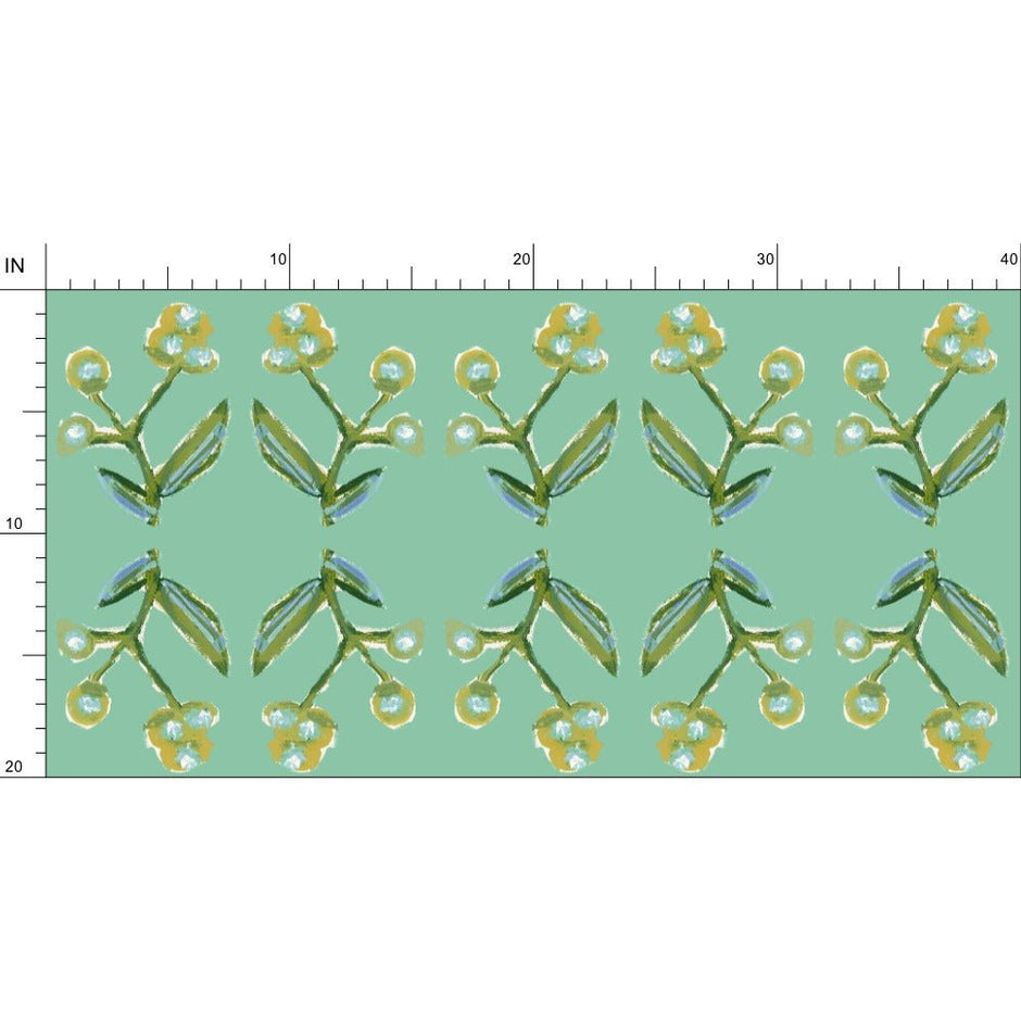 Antonia Fabric (Green & Citron) – Custom Cotton Linen Blend - Aware House - Erin Donahue Tice -