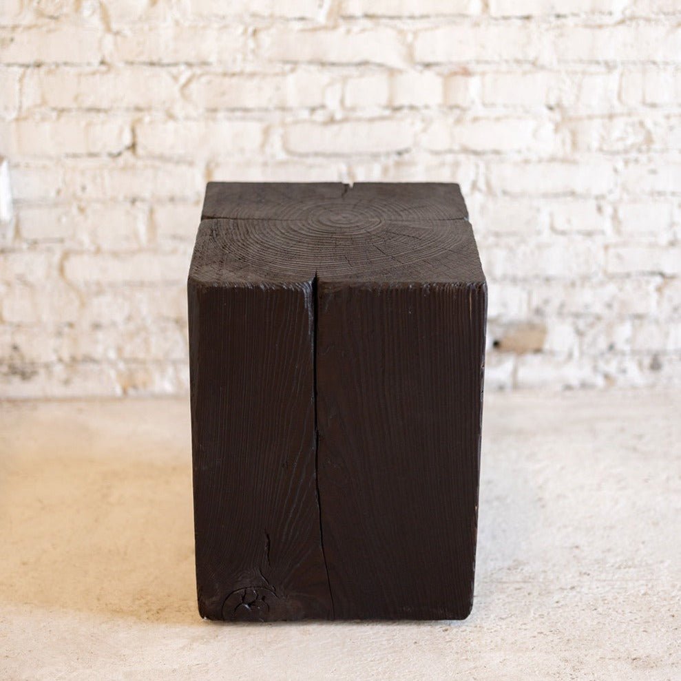 Hyo Table Shou Sugi Ban | Wood Cube Side Table - Aware House