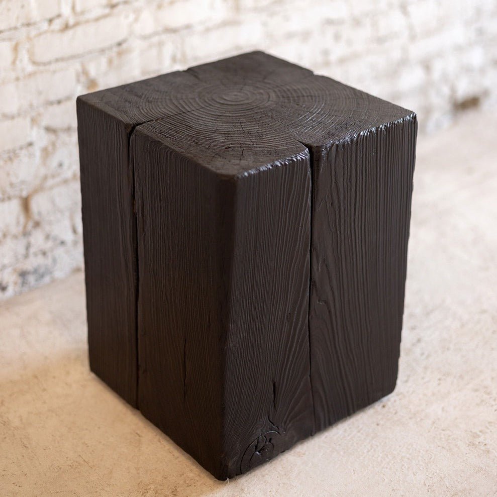 Hyo Table Shou Sugi Ban | Wood Cube Side Table - Aware House