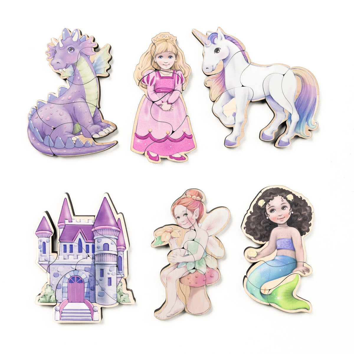 Fairytale Magnetic Wooden Puzzle Set with Cotton Bag - Aware House - Miller Boys Vintage Toys -