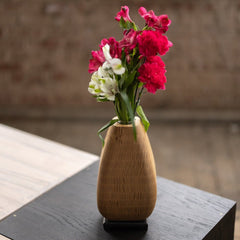 White Oak Wooden Vase with Bronze Base - Aware House