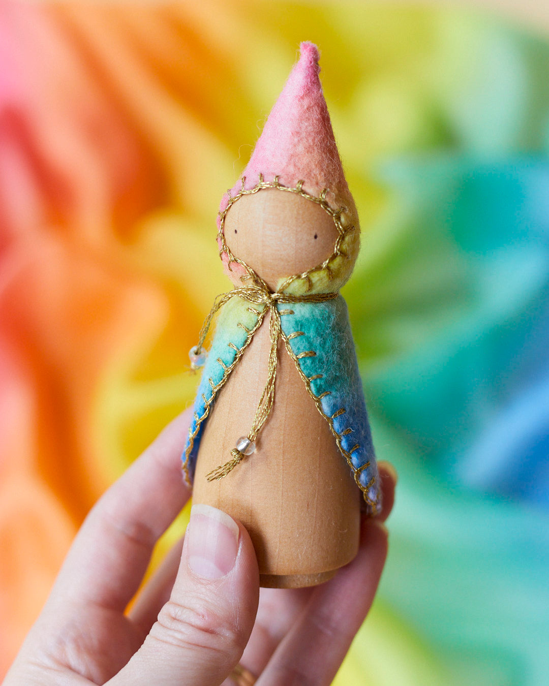 Rainbow Wooden Gnome-zoom-3