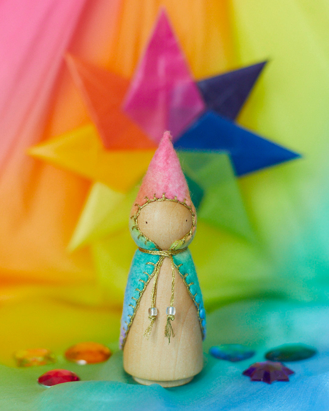 Rainbow Wooden Gnome-zoom-2