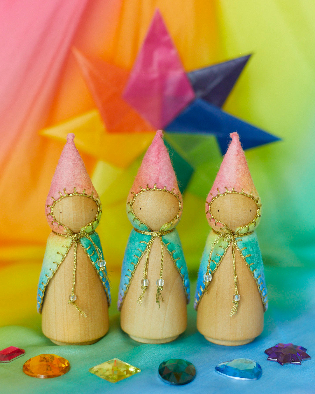 Rainbow Wooden Gnome-12