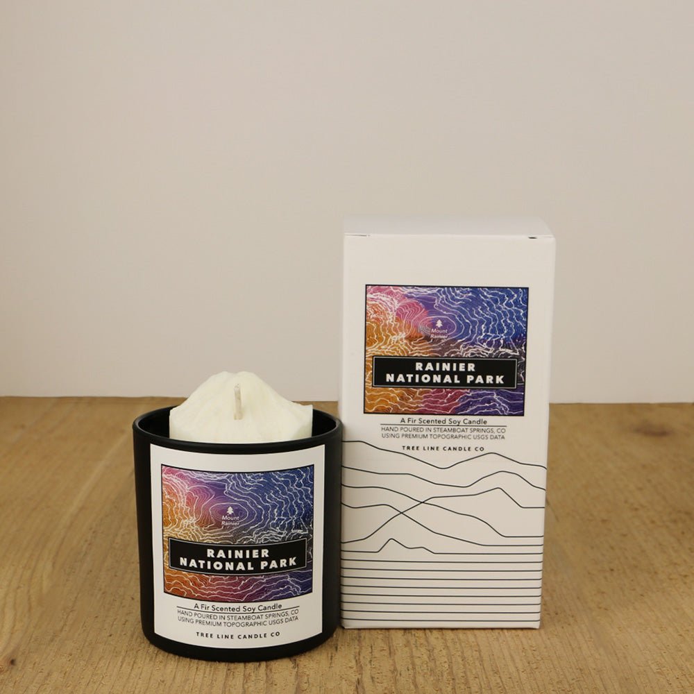 Rainier National Park Candle | Fir Scented Soy Candle with 3D Mount Rainier - Aware House