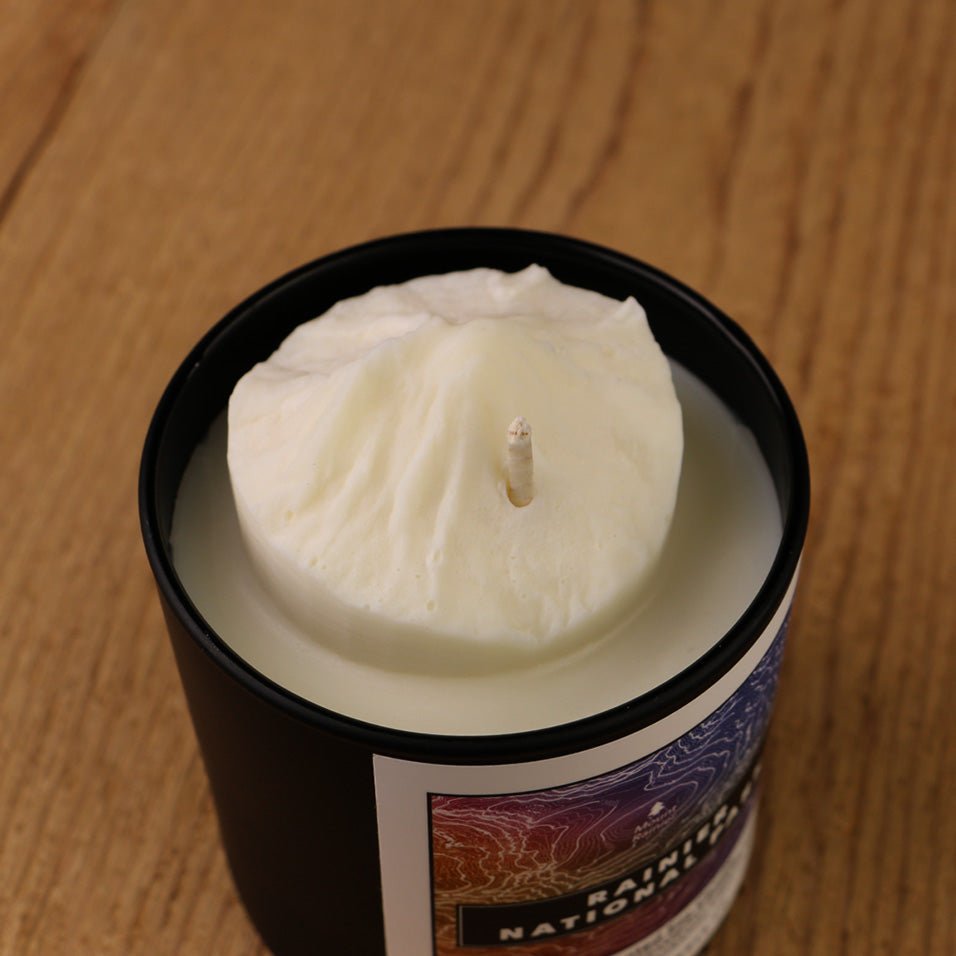 Rainier National Park Candle | Fir Scented Soy Candle with 3D Mount Rainier - Aware House