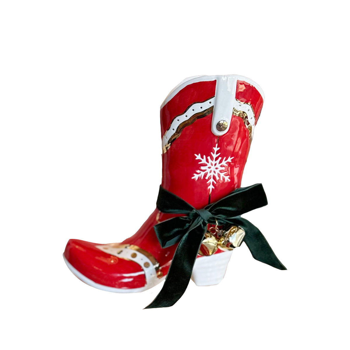 Santa's Cowboy Boot Vase-3