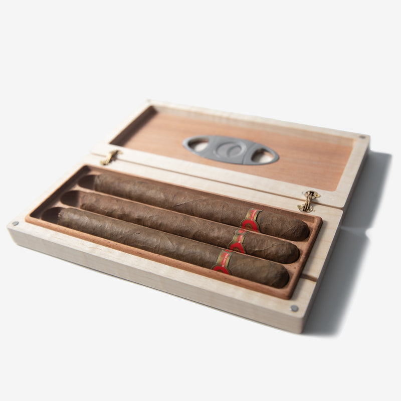 Cigar Travel Case | Redwood Burl Inlay | Spanish Cedar Lining-zoom-