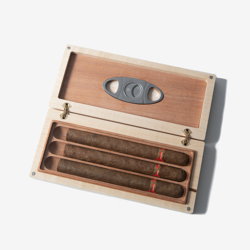 Cigar Travel Case | Redwood Burl Inlay | Spanish Cedar Lining-zoom-