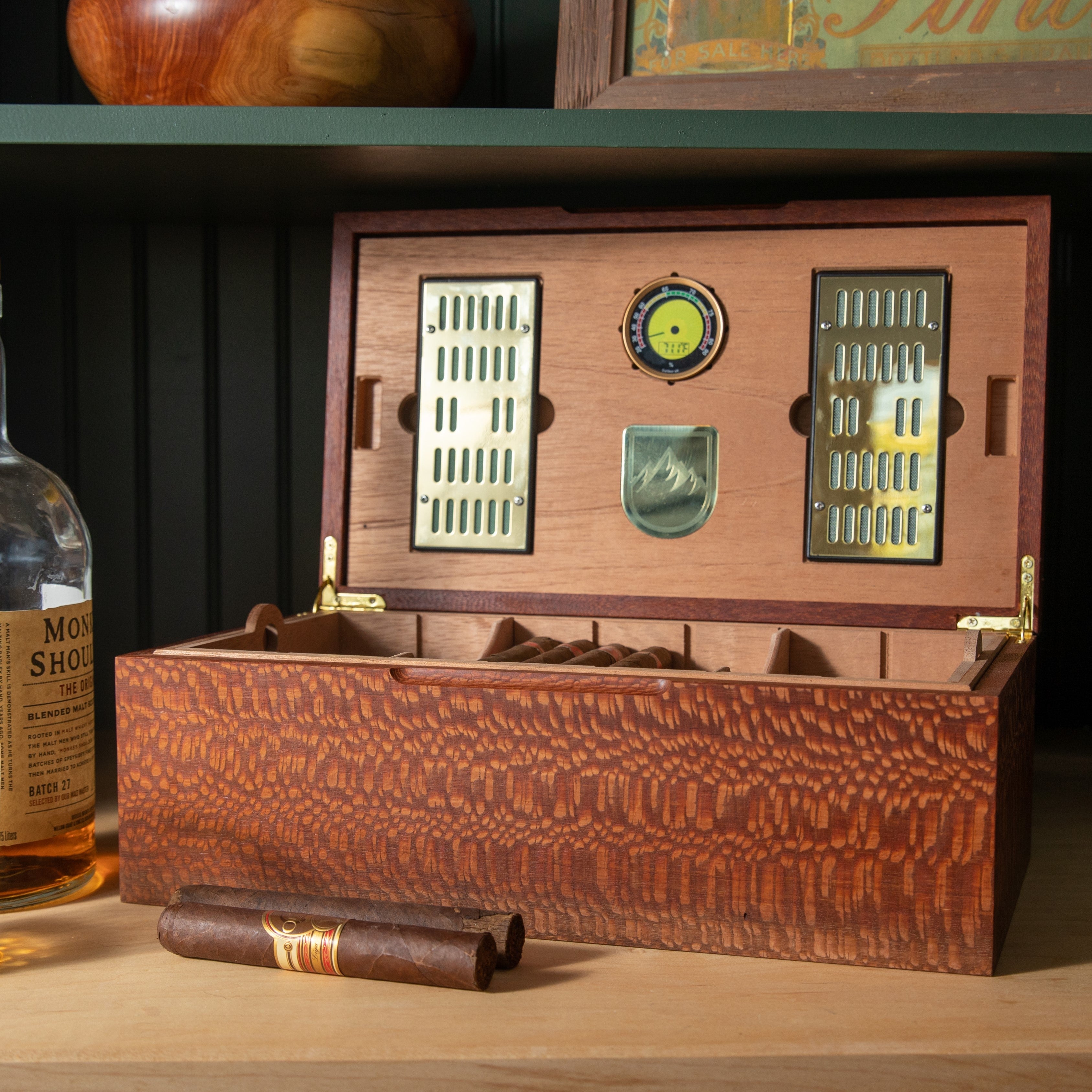 Cigar Humidor | Lacewood with Spanish Cedar Lining | 80 Capacity-zoom-1