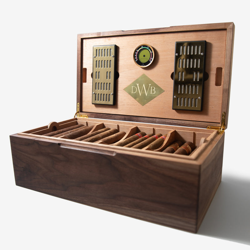 Cigar Humidor |  Black Walnut with Spanish Cedar Lining - 80 Capacity-zoom-
