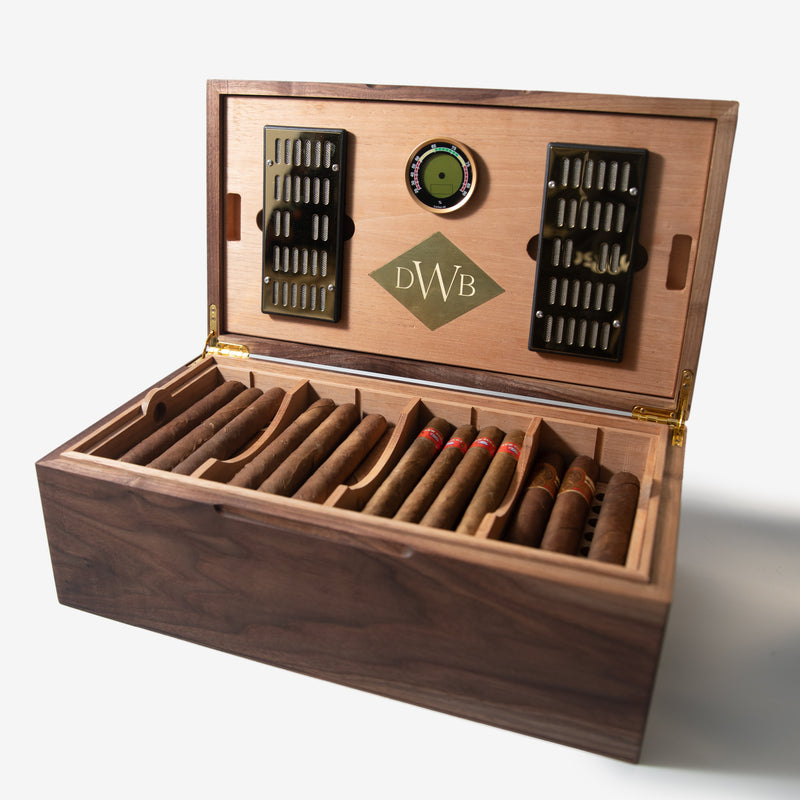 Cigar Humidor |  Black Walnut with Spanish Cedar Lining - 80 Capacity-zoom-