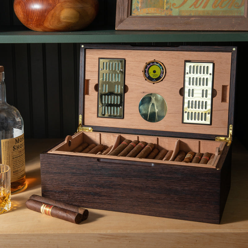 Cigar Humidor | Wenge with Spanish Cedar Lining - 80 Capacity-zoom-