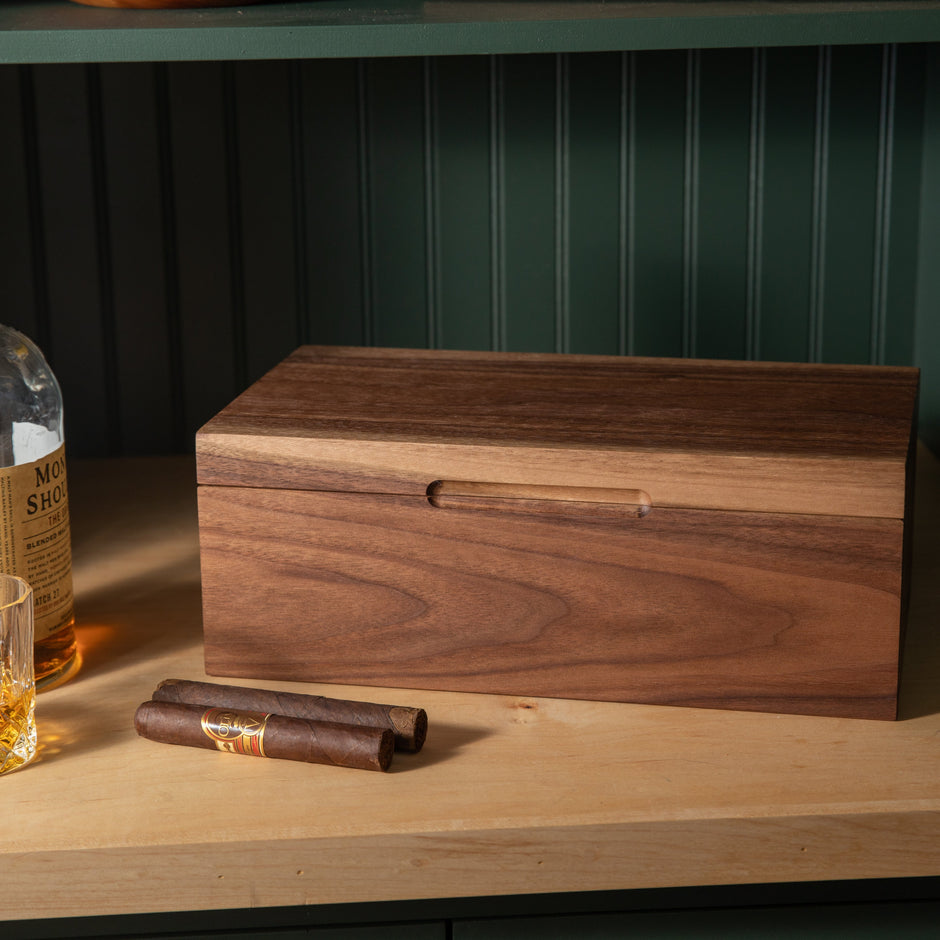 Cigar Humidor |  Black Walnut with Spanish Cedar Lining - 80 Capacity