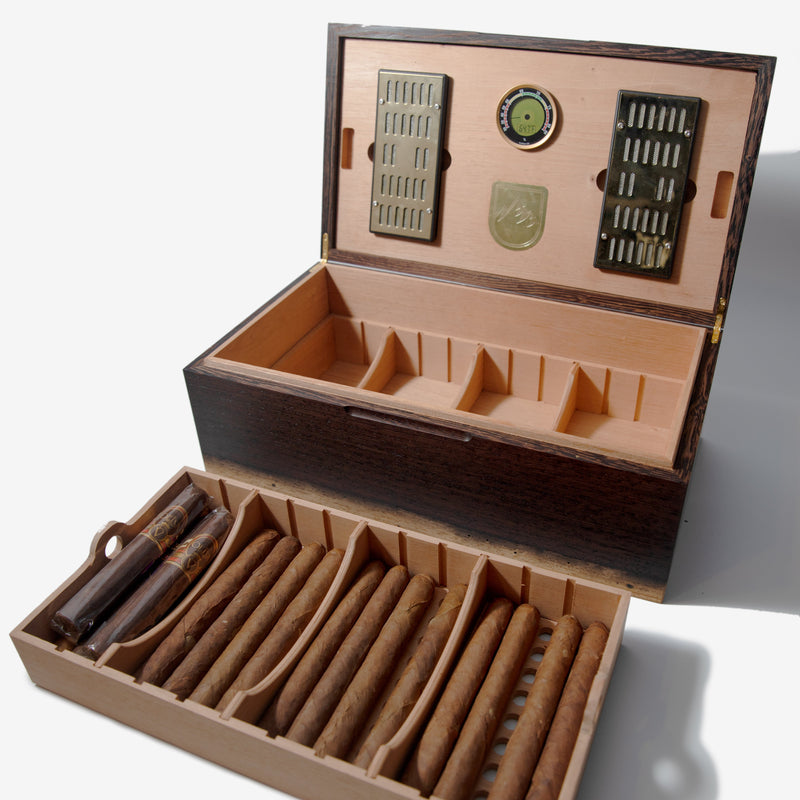Cigar Humidor | Wenge with Spanish Cedar Lining - 80 Capacity-zoom-