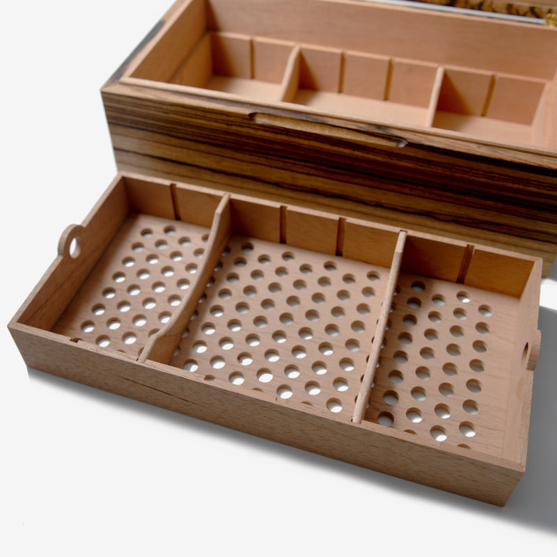 Cigar Humidor | Zebrawood with Spanish Cedar Lining | 80 Capacity-zoom-