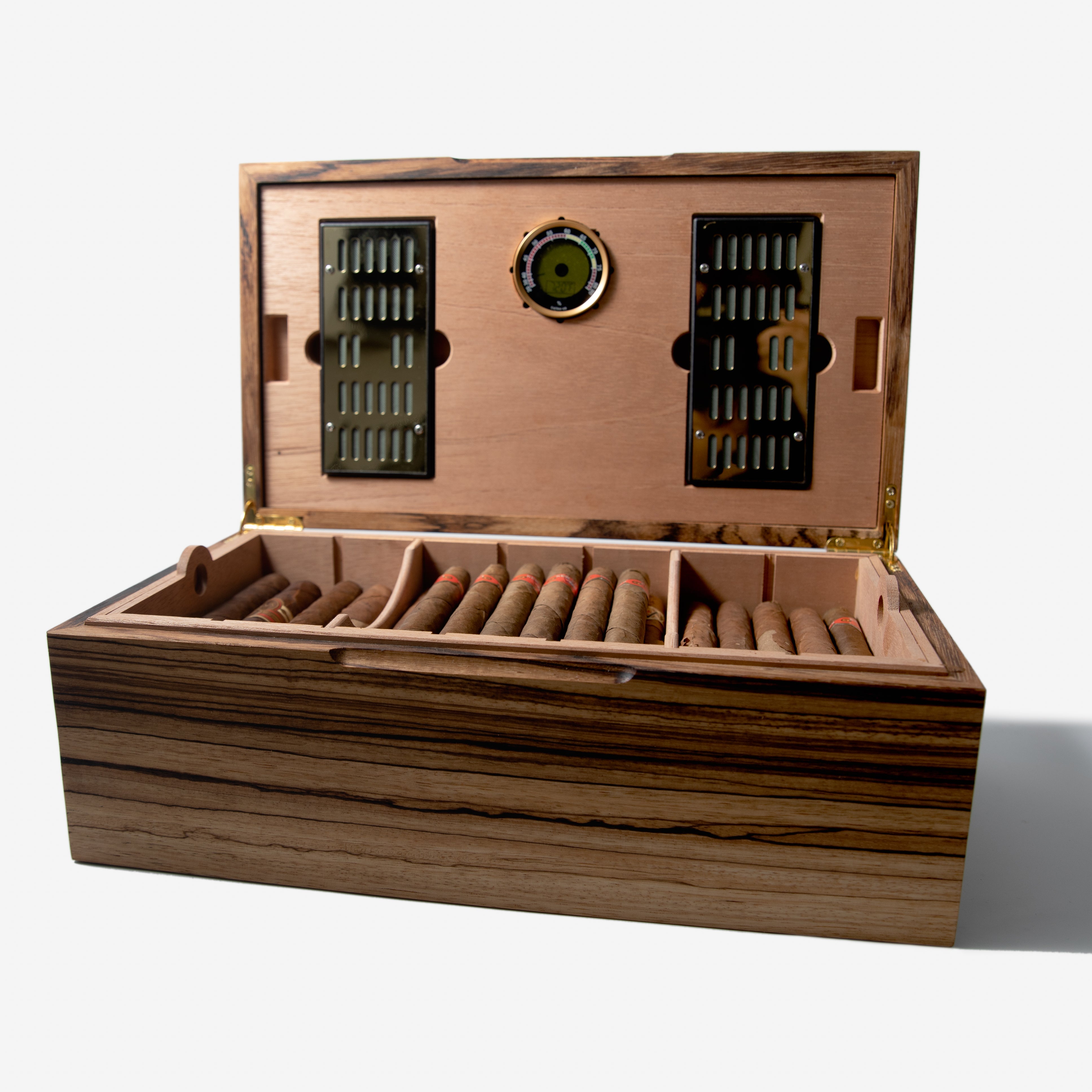 Cigar Humidor | Zebrawood with Spanish Cedar Lining | 80 Capacity-zoom-8