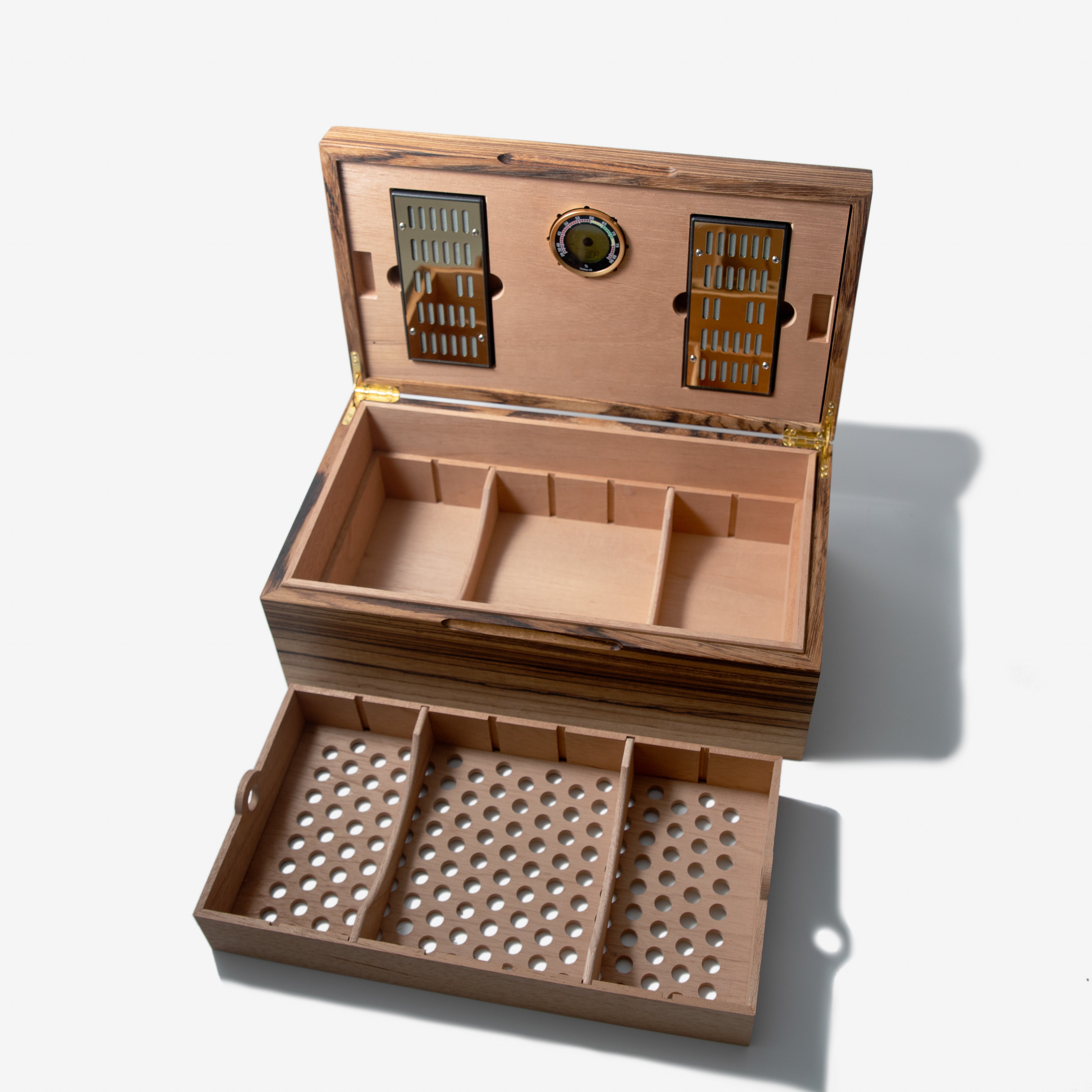 Cigar Humidor | Zebrawood with Spanish Cedar Lining | 80 Capacity-zoom-10
