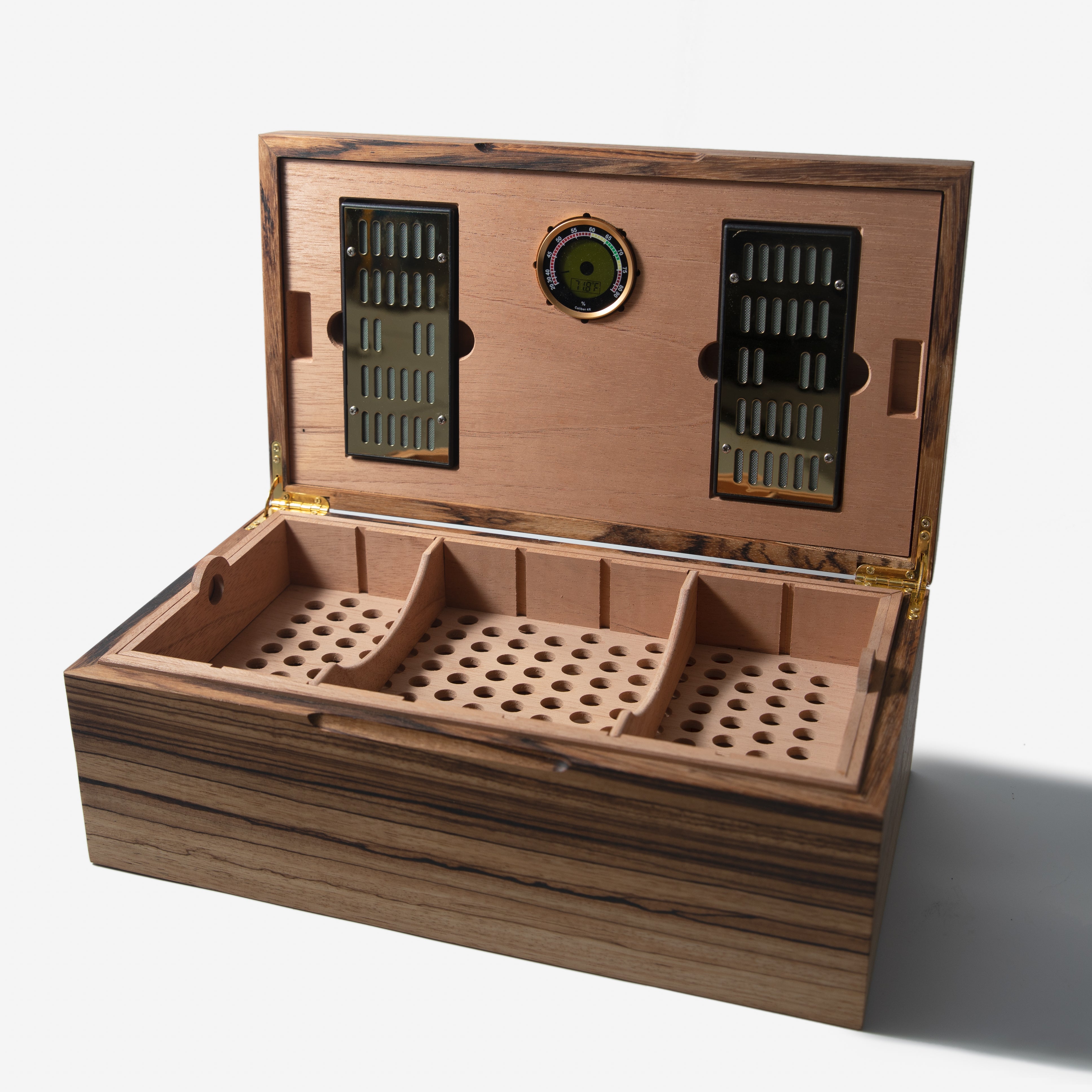 Cigar Humidor | Zebrawood with Spanish Cedar Lining | 80 Capacity-zoom-12