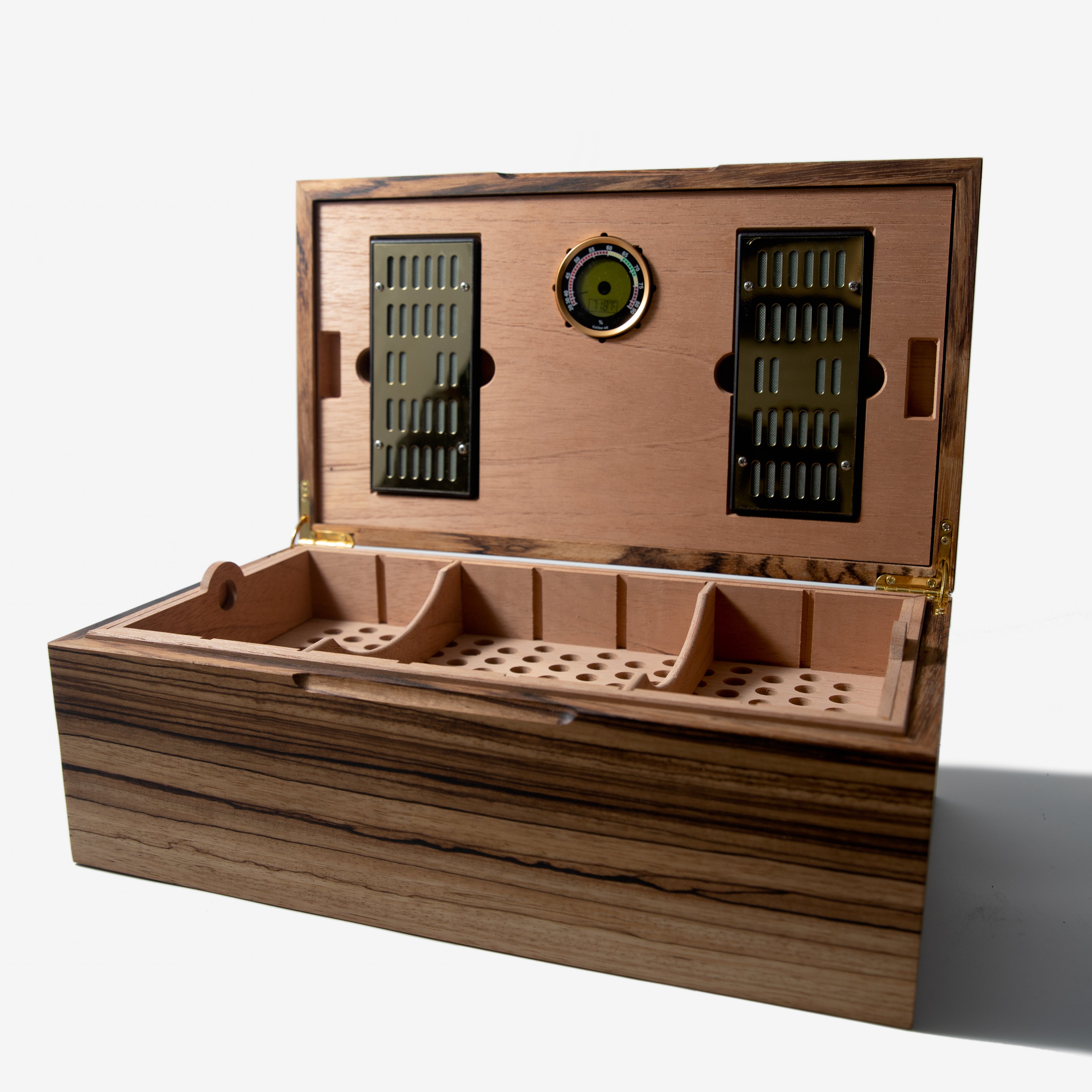 Cigar Humidor | Zebrawood with Spanish Cedar Lining | 80 Capacity-zoom-14