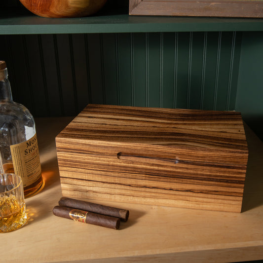 Cigar Humidor | Zebrawood with Spanish Cedar Lining | 80 Capacity