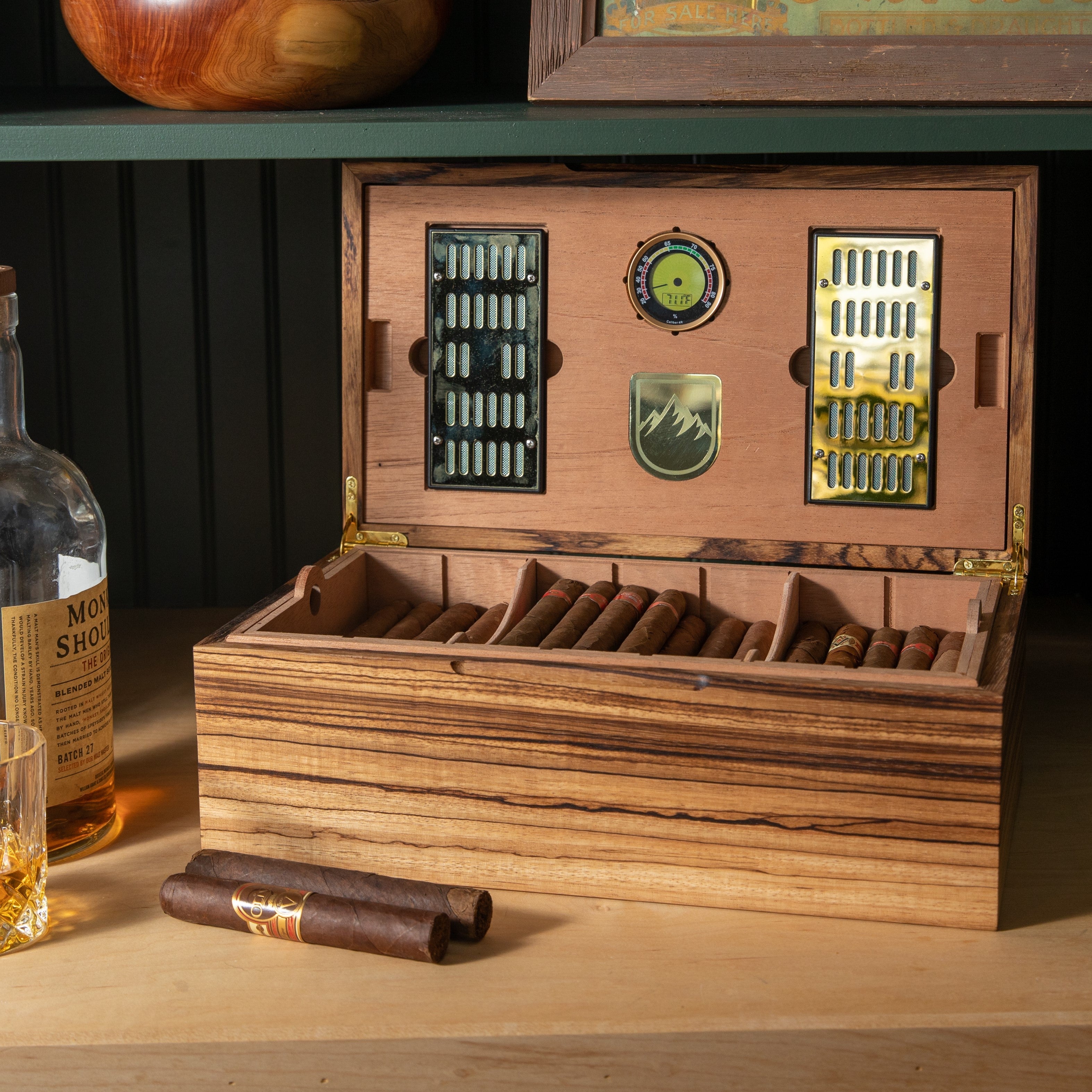 Cigar Humidor | Zebrawood with Spanish Cedar Lining | 80 Capacity-zoom-1