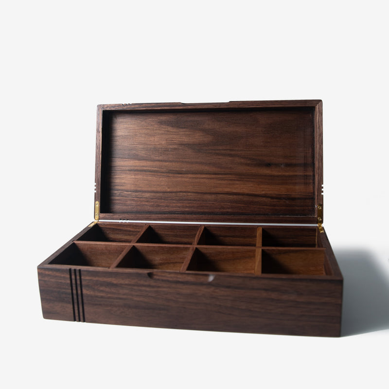 Tea Chest | Black Walnut | 8 Compartments-zoom-