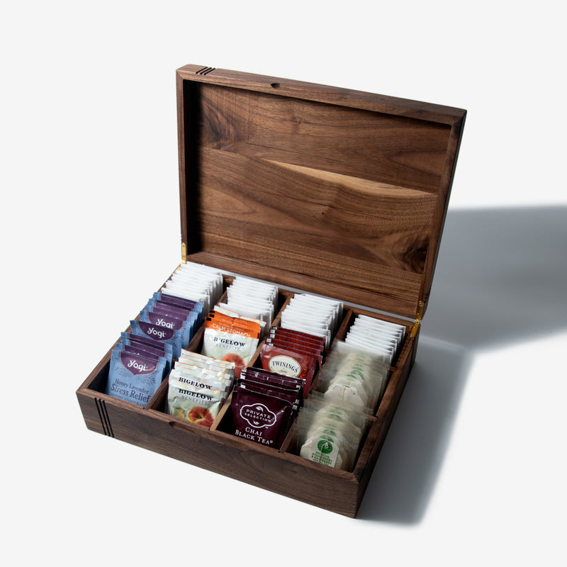 Tea Chest | Black Walnut | 12 Compartments-zoom-