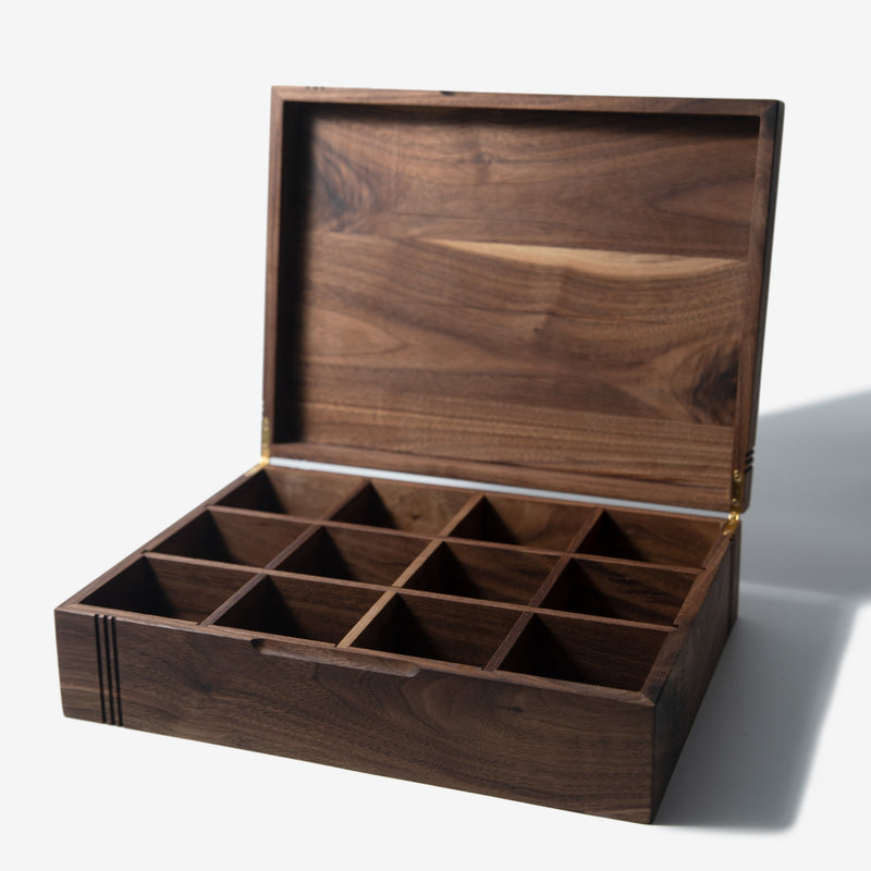Tea Chest | Black Walnut | 12 Compartments-zoom-