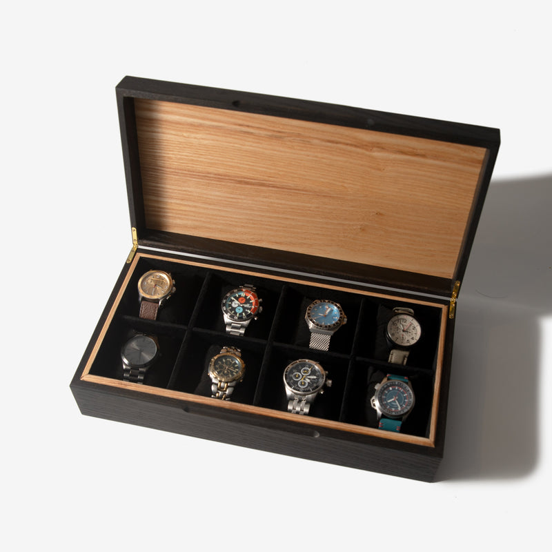 Watch Box | Black Ash & White Ash | 8 Compartments-zoom-