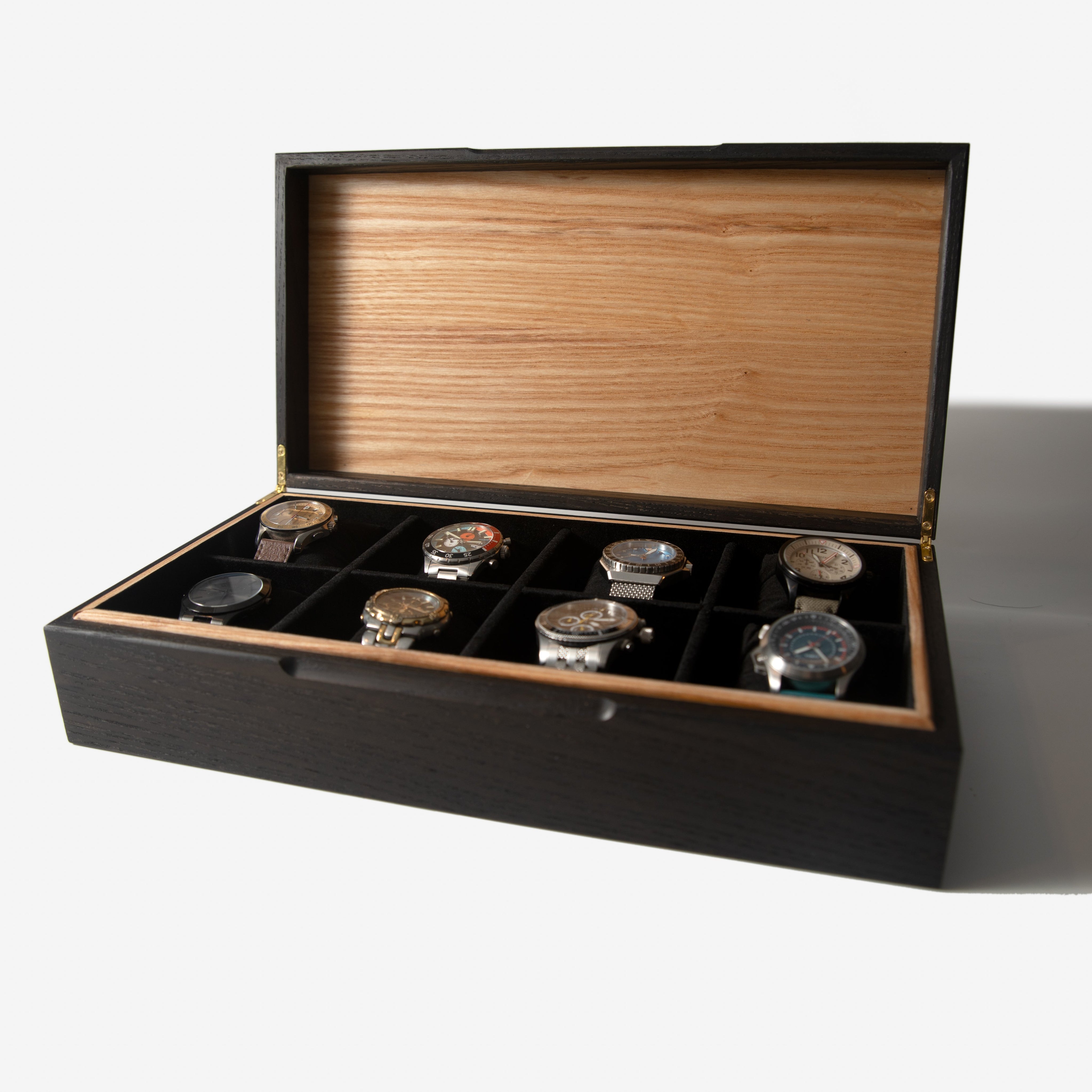 Watch Box | Black Ash & White Ash | 8 Compartments-zoom-9