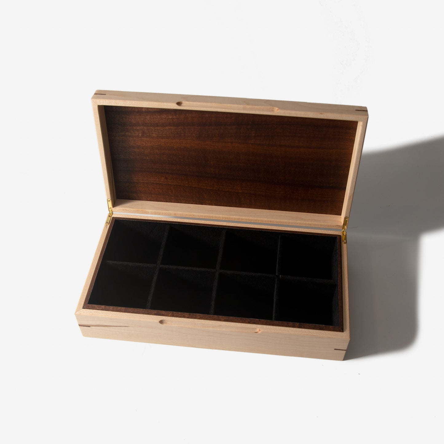 Watch Box |  Curly Maple and Sapele Mahogany | 8 Watch Compartments