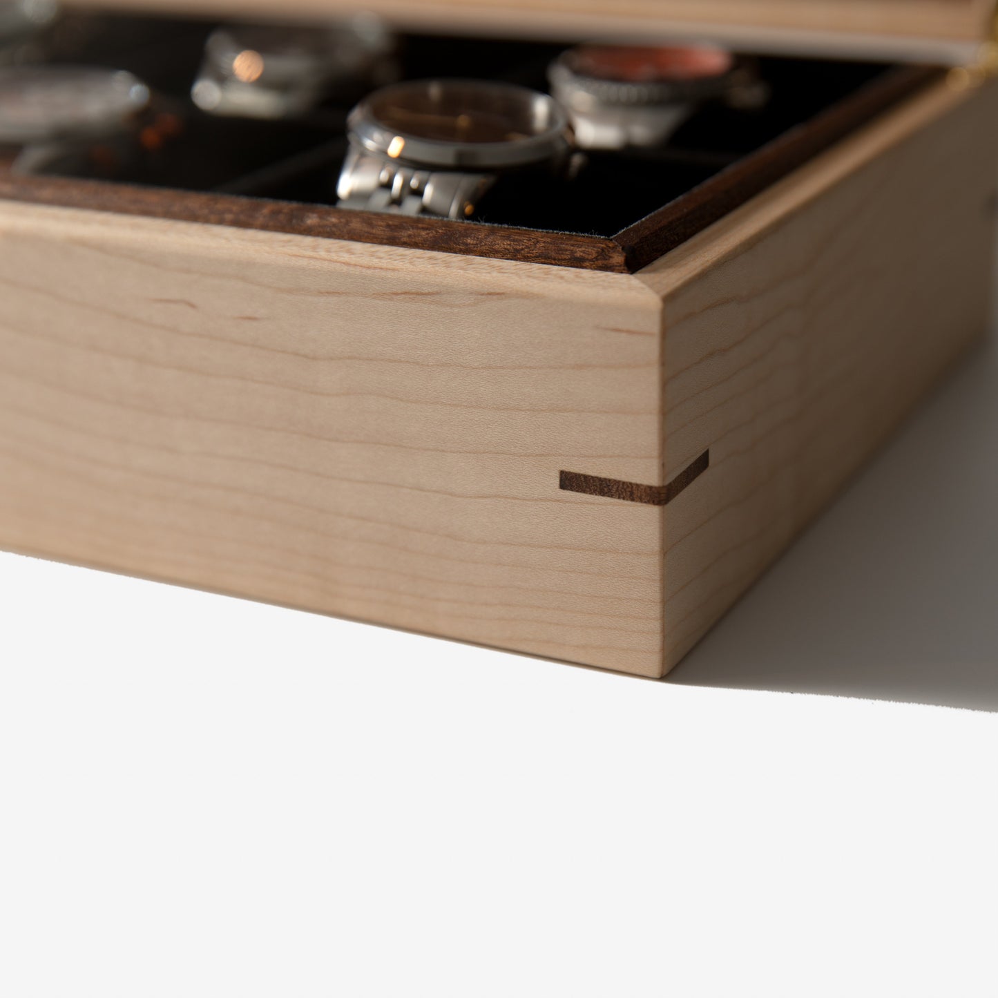 Watch Box |  Curly Maple and Sapele Mahogany | 8 Watch Compartments