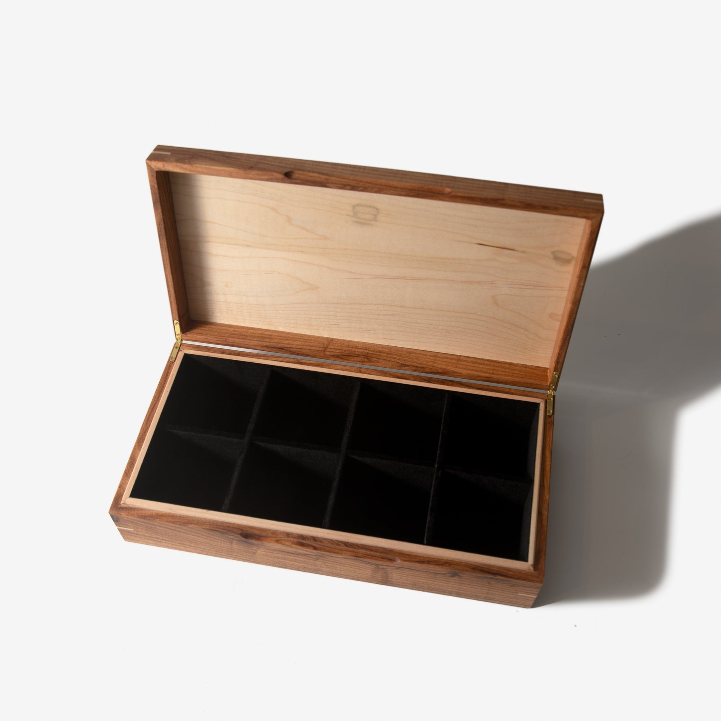 Watch Box |  Desert Mesquite and Curly Maple |  8 Watch Compartments