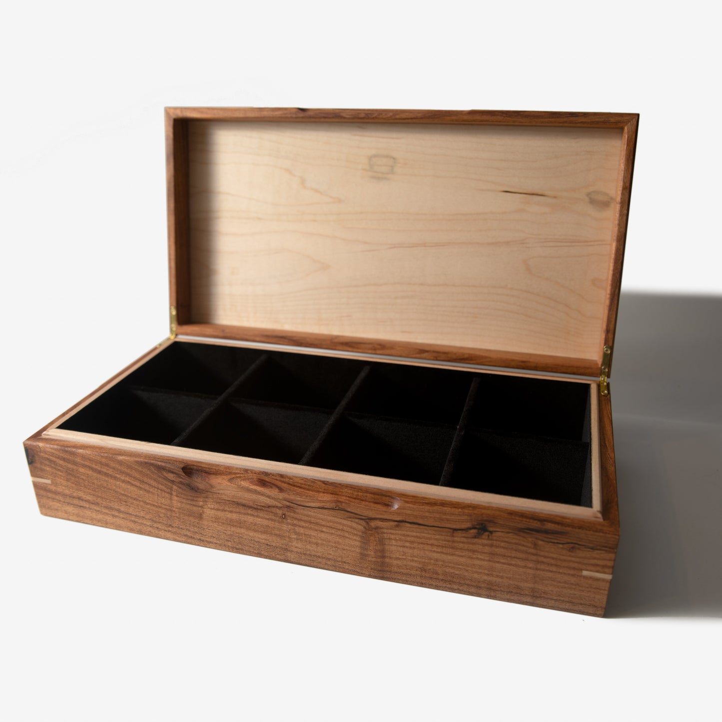 Watch Box |  Desert Mesquite and Curly Maple |  8 Watch Compartments