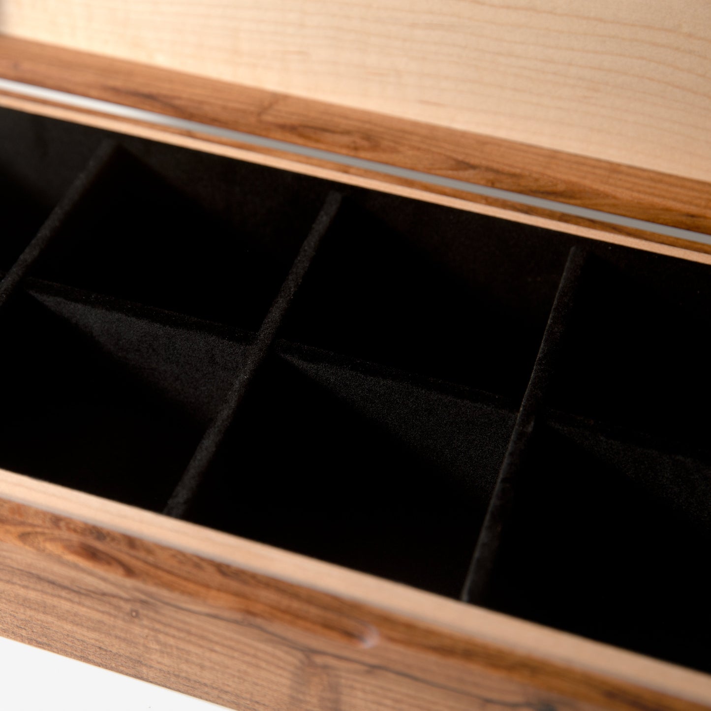 Watch Box |  Desert Mesquite and Curly Maple |  8 Watch Compartments