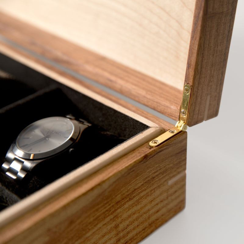 Watch Box |  Desert Mesquite and Curly Maple |  8 Watch Compartments-zoom-