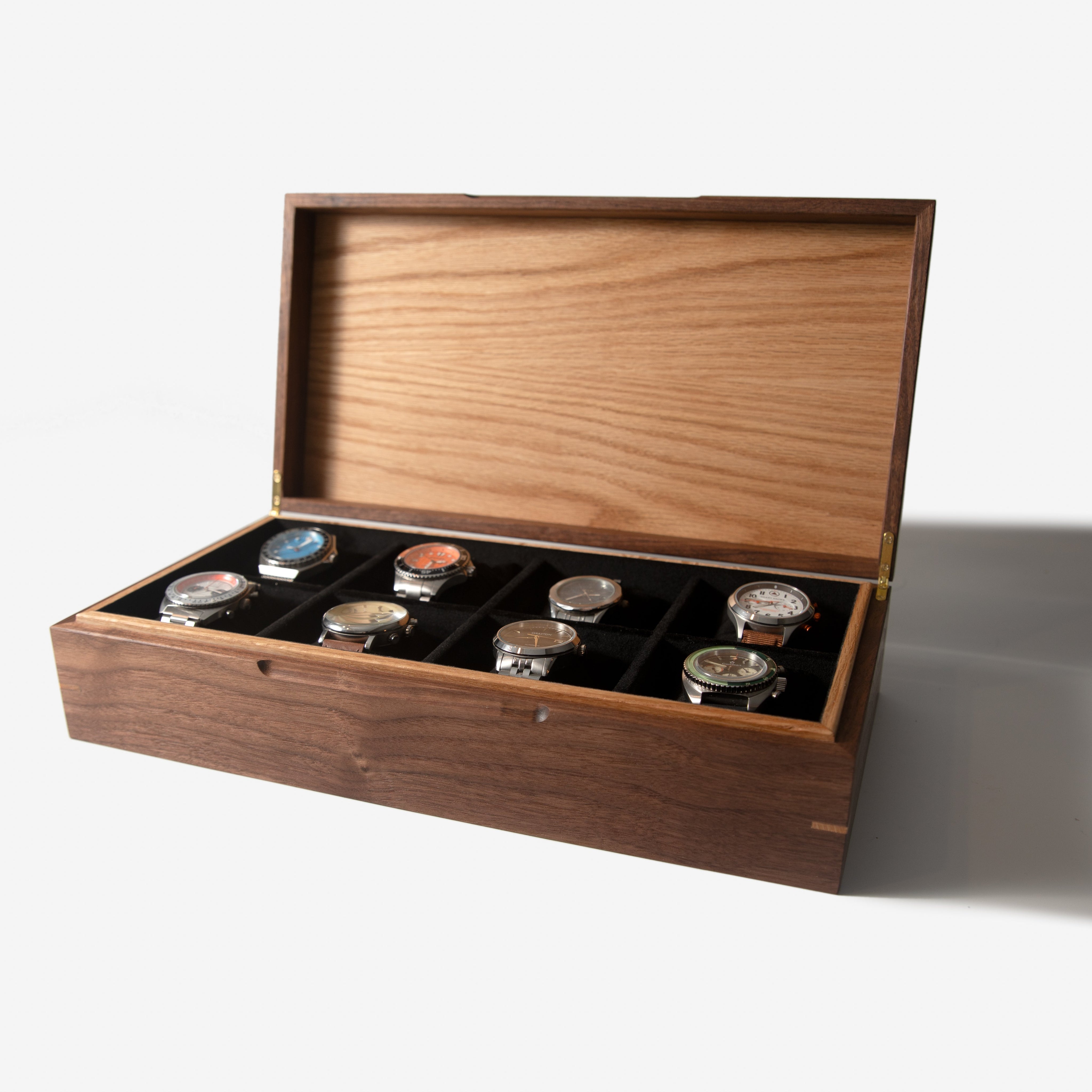 Watch Box |  Black Walnut and Oak | 8 Compartments-zoom-1
