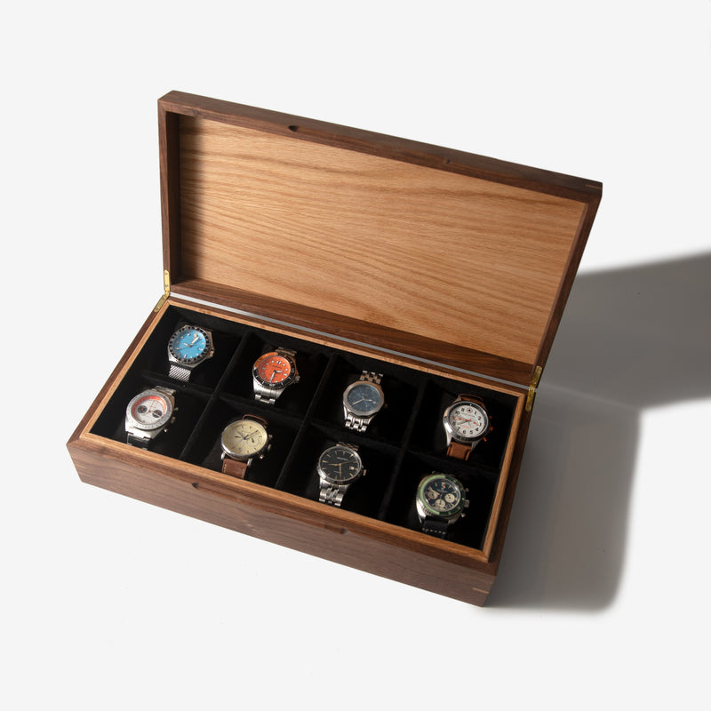 Watch Box |  Black Walnut and Oak | 8 Compartments-zoom-